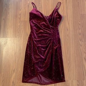 Burgundy Velvet Mini Party Dress